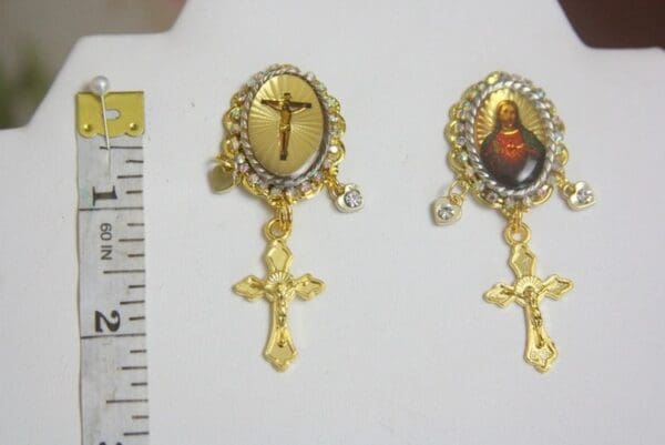 SOLD! 4180 Jesus Church Elegant Cross Earrings Studs - Image 4