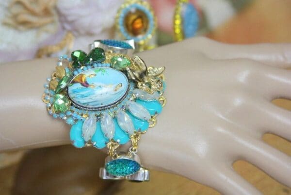 SOLD! 4200 Madonna Virgin Mary Genuine Chalcedony Silver Elements Bracelet - Image 4
