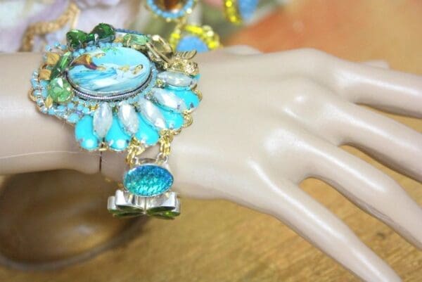 SOLD! 4200 Madonna Virgin Mary Genuine Chalcedony Silver Elements Bracelet - Image 5