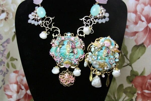 SOLD! 4205 Birth Of Venus Sea Horse Baroque Octopus Necklace SET - Image 3