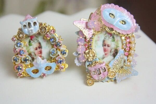 SOLD! 4228 Hand Painted Small Marie Antoinette Butterfly Adjustable Cocktail Huge Ring - Image 9