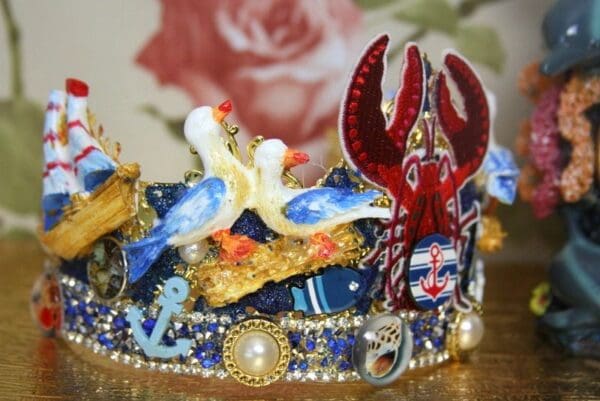 SOLD! 4276 Nautical Lobster Fish Applique Crystal Unusual Headband - Image 4