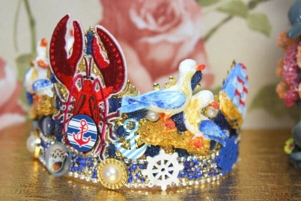 SOLD! 4276 Nautical Lobster Fish Applique Crystal Unusual Headband - Image 5