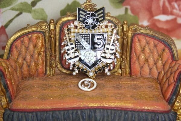 SOLD! 4285 Byzantine Madam Coco Huge Unusual Shield Sailor Crystal Brooch - Image 7