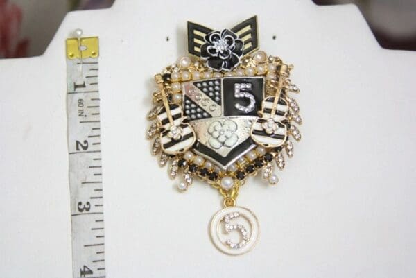 SOLD! 4285 Byzantine Madam Coco Huge Unusual Shield Sailor Crystal Brooch - Image 8