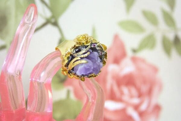 SOLD! 4312 Genuine Irregular Amethyst Sterling Silver Ring Size Cocktail Ring - Image 4