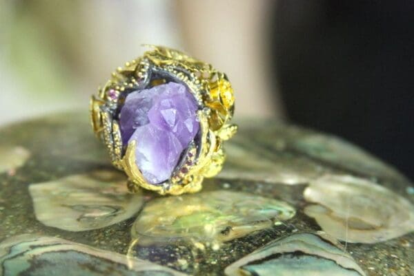 SOLD! 4312 Genuine Irregular Amethyst Sterling Silver Ring Size Cocktail Ring - Image 2