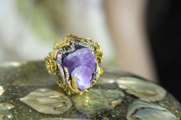 SOLD! 4312 Genuine Irregular Amethyst Sterling Silver Ring Size Cocktail Ring - Image 7