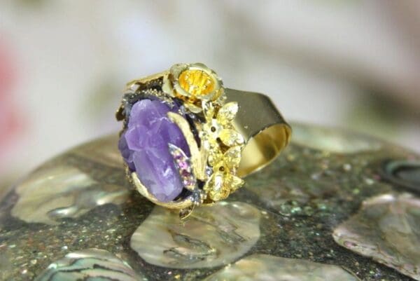 SOLD! 4312 Genuine Irregular Amethyst Sterling Silver Ring Size Cocktail Ring - Image 8