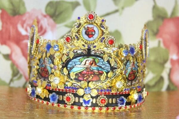 SOLD! 4315 Stunning Stain Glass Church Icon Crown Headband - Image 2