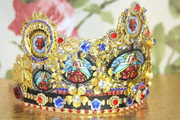 SOLD! 4315 Stunning Stain Glass Church Icon Crown Headband - Image 8