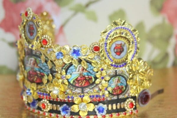 SOLD! 4315 Stunning Stain Glass Church Icon Crown Headband - Image 3