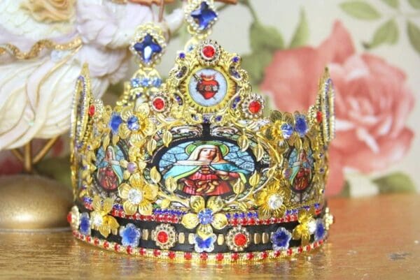 SOLD! 4315 Stunning Stain Glass Church Icon Crown Headband