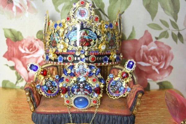SOLD! 4315 Stunning Stain Glass Church Icon Crown Headband - Image 9