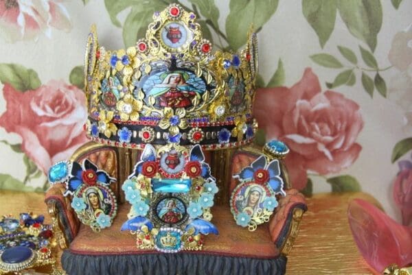 SOLD! 4315 Stunning Stain Glass Church Icon Crown Headband - Image 6