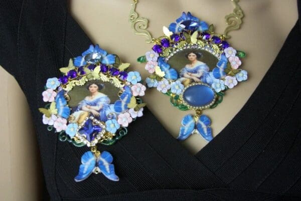 SOLD! 4366 Set Of Victorian Renaissance Royal Butterfly Fire Labradorite Necklace+ Earrings - Image 2