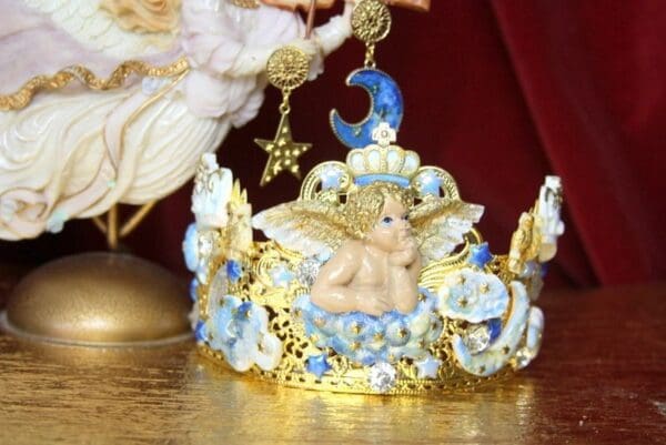 SOLD! 4371 Set Of Archangel Gabriel Clouds Moon Crystal Crown Headband+ Earrings - Image 8