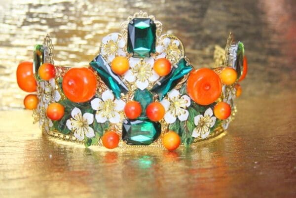 SOLD! 4384 Baroque Orange Fruit 3D Effect Crystal Crown Headband - Image 6