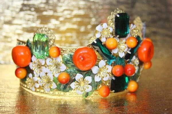SOLD! 4384 Baroque Orange Fruit 3D Effect Crystal Crown Headband - Image 7