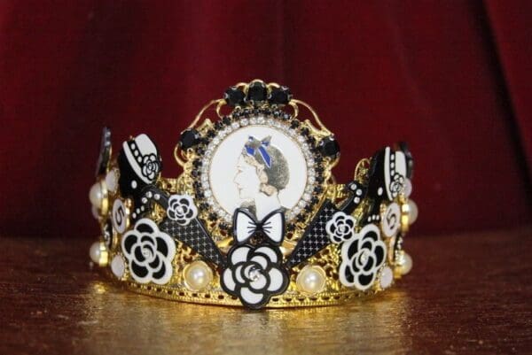 SOLD! 4391 Madam Coco Charms Tall Crystal Crown Headband - Image 6