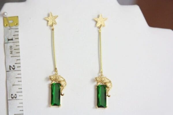 SOLD! 4400 Baroque Designer Inspired Leopard Green Crystal Star Elegant Studs - Image 6