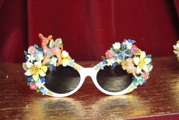 SOLD! 4411 Art Nouveau Peculiar Deer Garden Cherub Embellished Sunglasses - Image 2