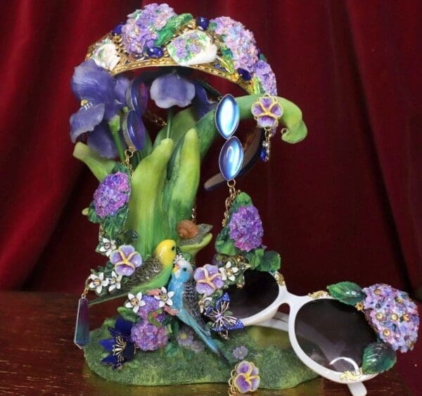 SOLD! 4537 Set Of Lilac Vivid Love PArrots Genuine Mystic Opal Necklace + Earrings - Image 10
