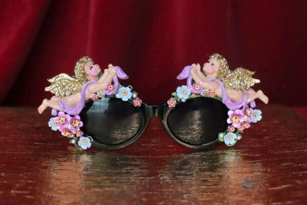 SOLD! 4547 Baroque Faced Cherubs Angels Hand Painted Embellished Sunglasses - Image 2