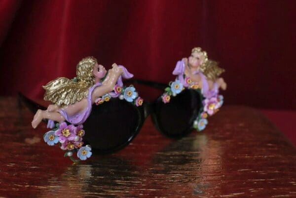 SOLD! 4547 Baroque Faced Cherubs Angels Hand Painted Embellished Sunglasses - Image 3