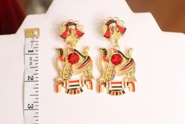 SOLD! 4652 Egyptian Revival Pharaoh Earrings Studs - Image 2