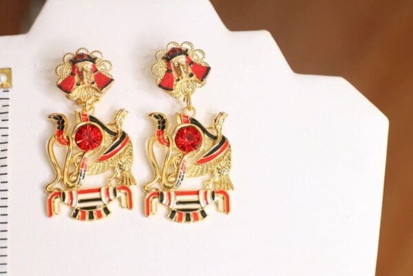 SOLD! 4652 Egyptian Revival Pharaoh Earrings Studs - Image 3