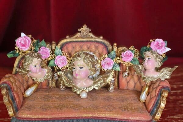 SOLD! 4688 Baroque Vivid Chubby Cherub Roses Pearl Bracelet - Image 8