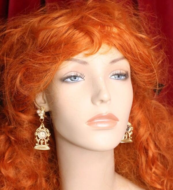 SOLD! 4702 3D Effect Baroque Clock Light Weight Studs Earrings - Image 5