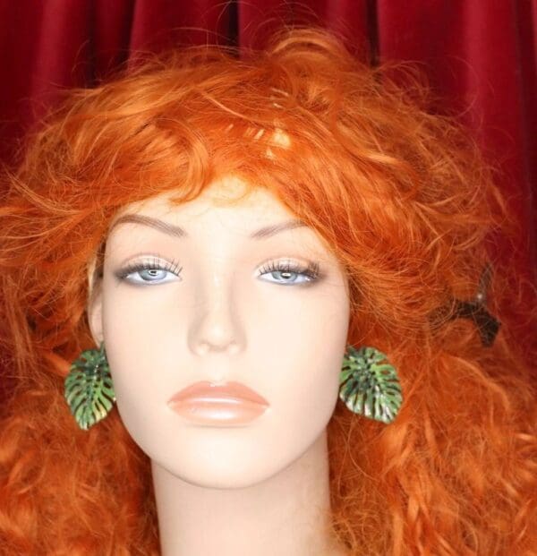 SOLD! 4703 Palm Leaf Hand Painted Light Weight Studs Earrings - Image 3
