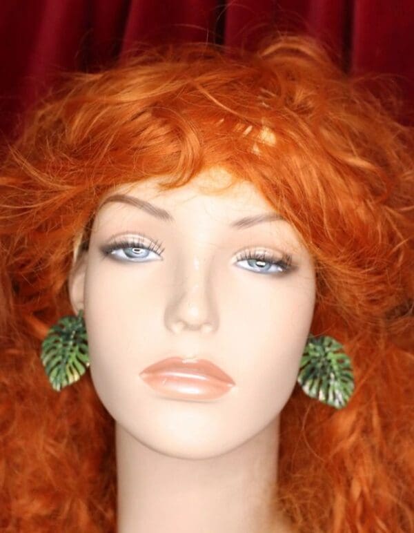 SOLD! 4703 Palm Leaf Hand Painted Light Weight Studs Earrings - Image 4