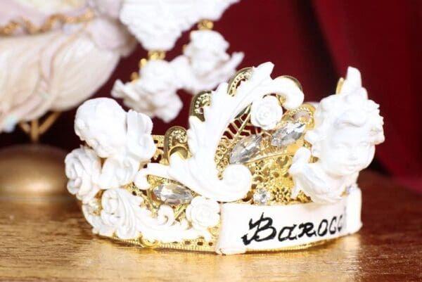 SOLD! 4746 Baroque White Chubby Cherubs Angels Barocchi Crown - Image 2