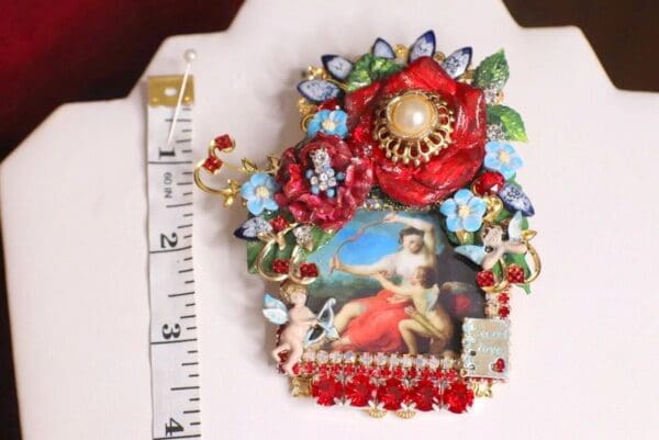 SOLD! 4780 Set Of Batoni Pompeo Rococo Eros Artemisa Paintings Massive Brooch+ Earrings - Image 4