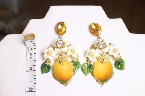 SOLD! 4846 Runway Baroque Massive Lemon Fruit Earrings - Image 7
