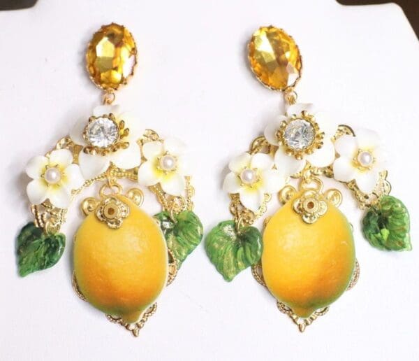 SOLD! 4846 Runway Baroque Massive Lemon Fruit Earrings - Image 2