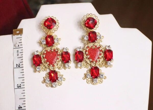 SOLD! 4882 Baroque Runway Her Heart Massive Cross Earrings - Image 4