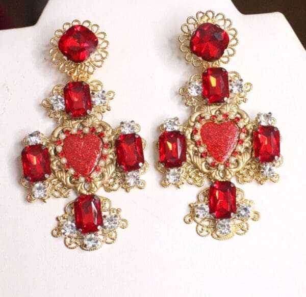 SOLD! 4882 Baroque Runway Her Heart Massive Cross Earrings
