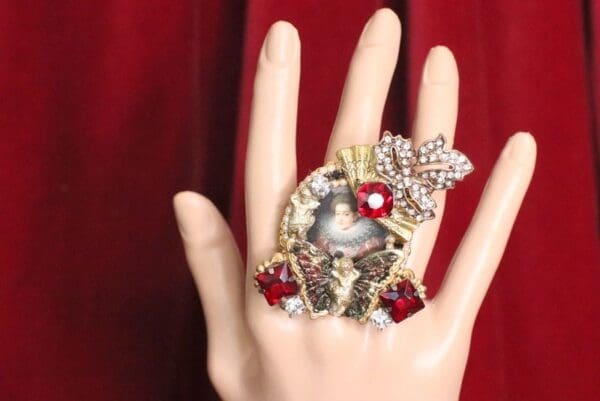 SOLD! 4891 Victorian La Reina Butterfly Crystal Massive Cocktail Adjustable Ring - Image 8