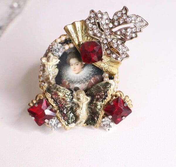 SOLD! 4891 Victorian La Reina Butterfly Crystal Massive Cocktail Adjustable Ring - Image 2