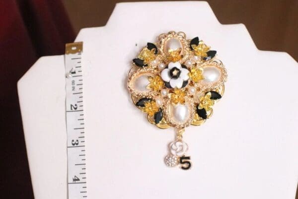 SOLD! 4895 Byzantine Madam Coco Huge Pearl Camellia Brooch - Image 6