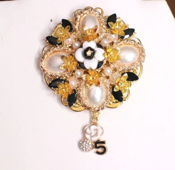 SOLD! 4895 Byzantine Madam Coco Huge Pearl Camellia Brooch - Image 7