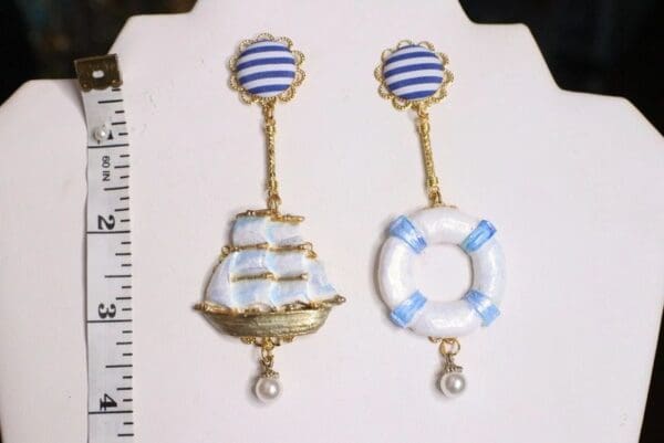 SOLD! 4935 Nautical Marine Ship Studs Earrings - Image 6