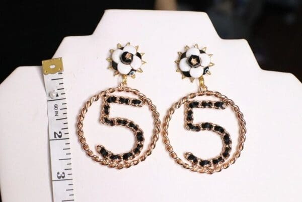 SOLD! 4963 Madam Coco Number 5 Camellia Studs Earrings - Image 4