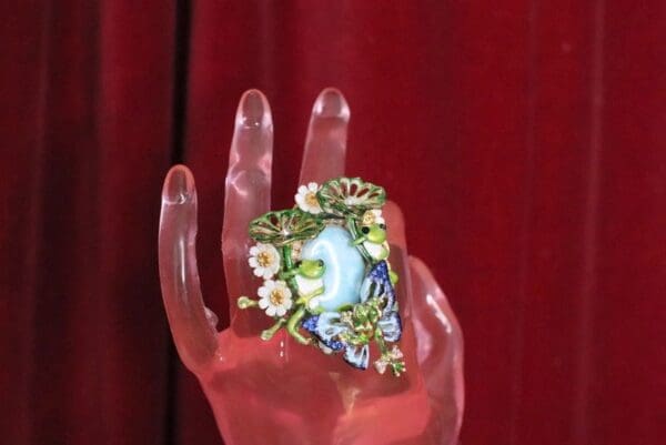 SOLD! 4986 Genuine Huge Caribbean Larimar Froggs Massive Cocktail Adjustable Ring - Image 6