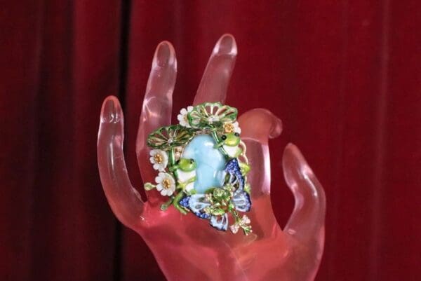 SOLD! 4986 Genuine Huge Caribbean Larimar Froggs Massive Cocktail Adjustable Ring - Image 7