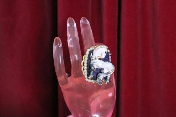 SOLD! 4994 Genuine Huge Black Onyx Unicorn Cocktail Adjustable Ring - Image 2